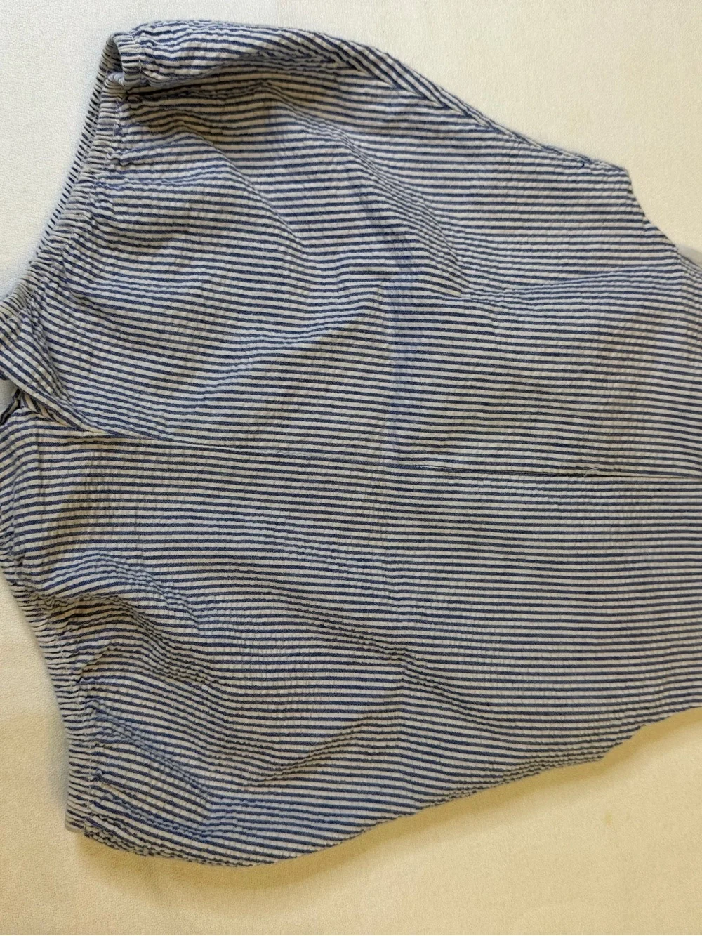 Mudpie Baby Golf Bubble Romper 0-6M Seersucker Blue Stripe Applique VGUC